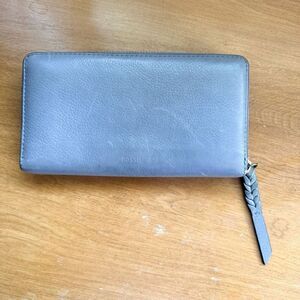 Fossil Caroline RFID Pebbled Grey Leather Zip Around Wallet